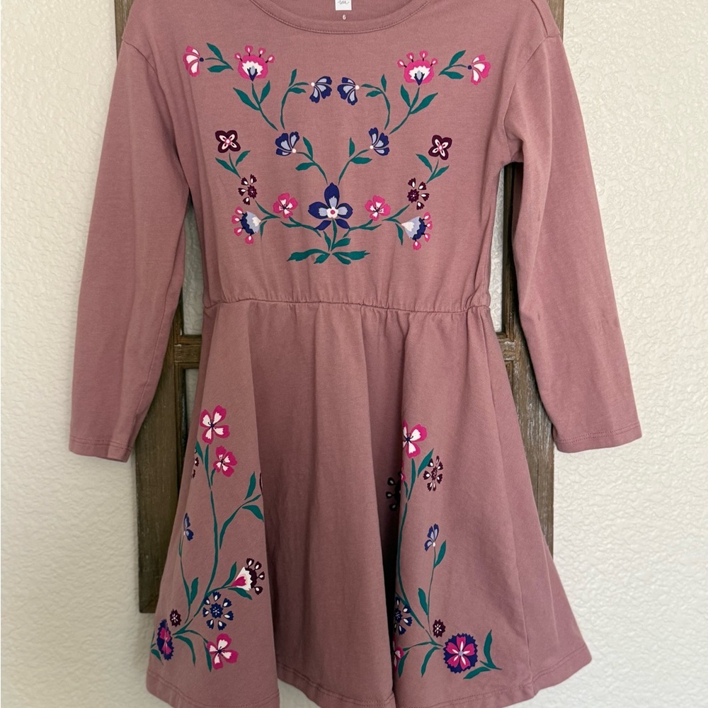 Tea Collection Mauve Floral Kids Dress